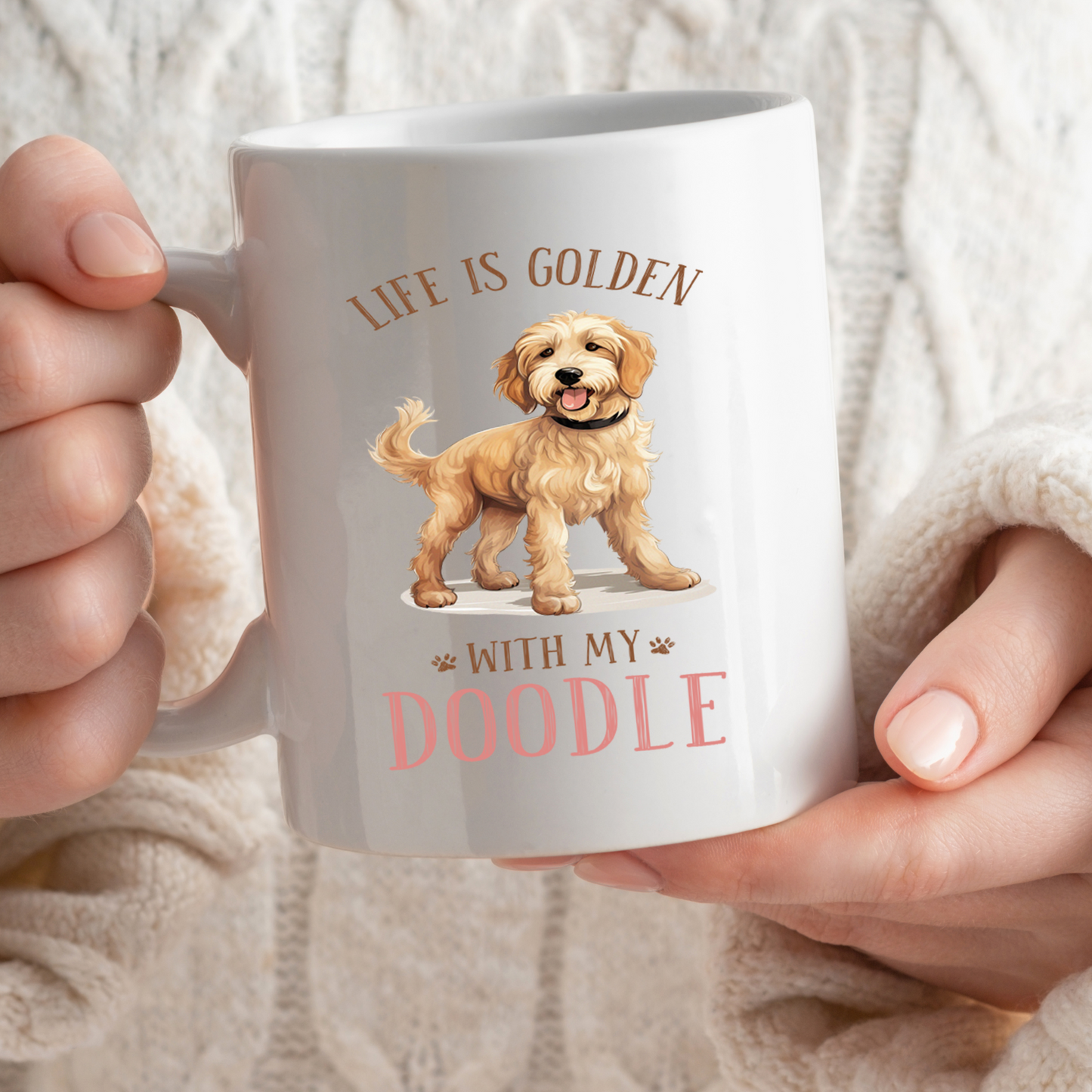 Golden Doodle Dog Mug - "Life is Golden With a Doodle" - 11oz Novelty Coffee Mug