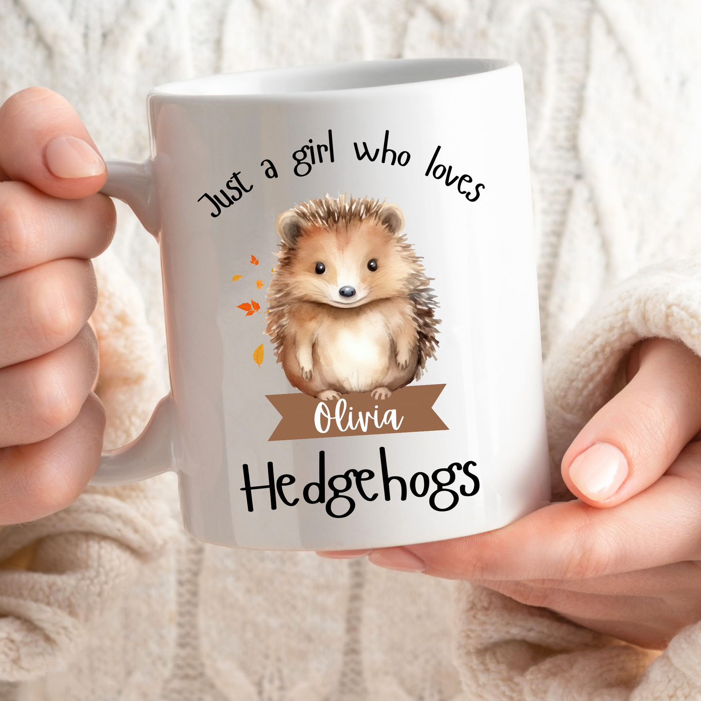 Personalised Just a Girl Who Loves Hedgehogs Mug 11oz