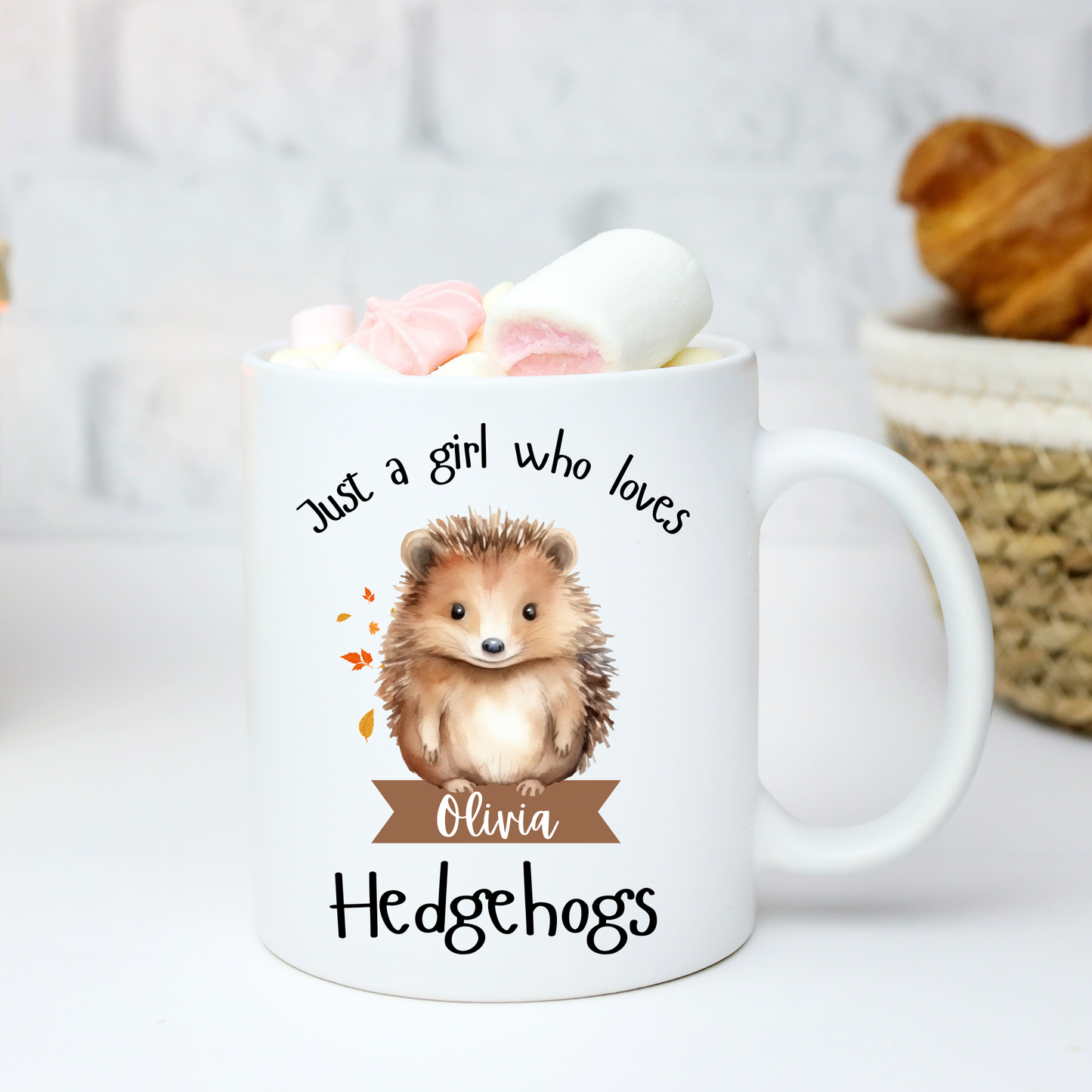 Personalised Just a Girl Who Loves Hedgehogs Mug 11oz