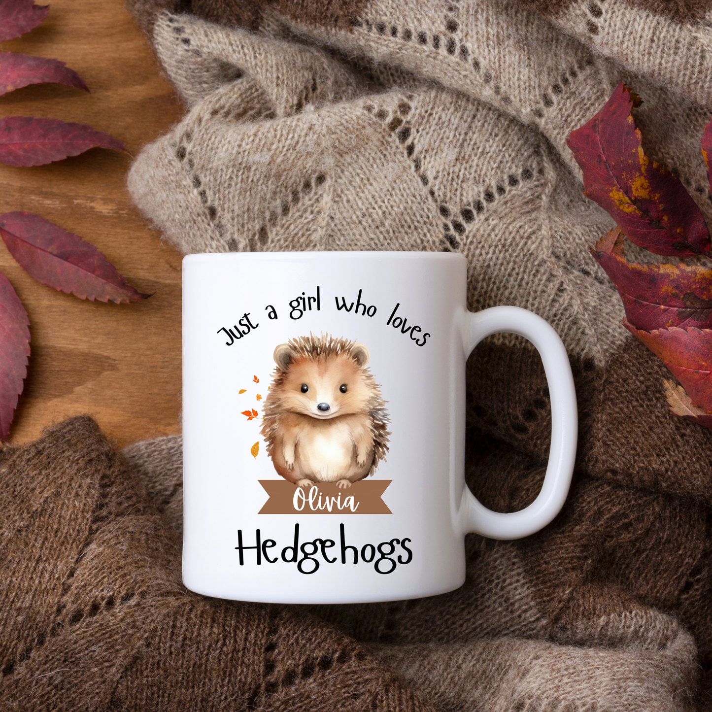 Personalised Just a Girl Who Loves Hedgehogs Mug 11oz