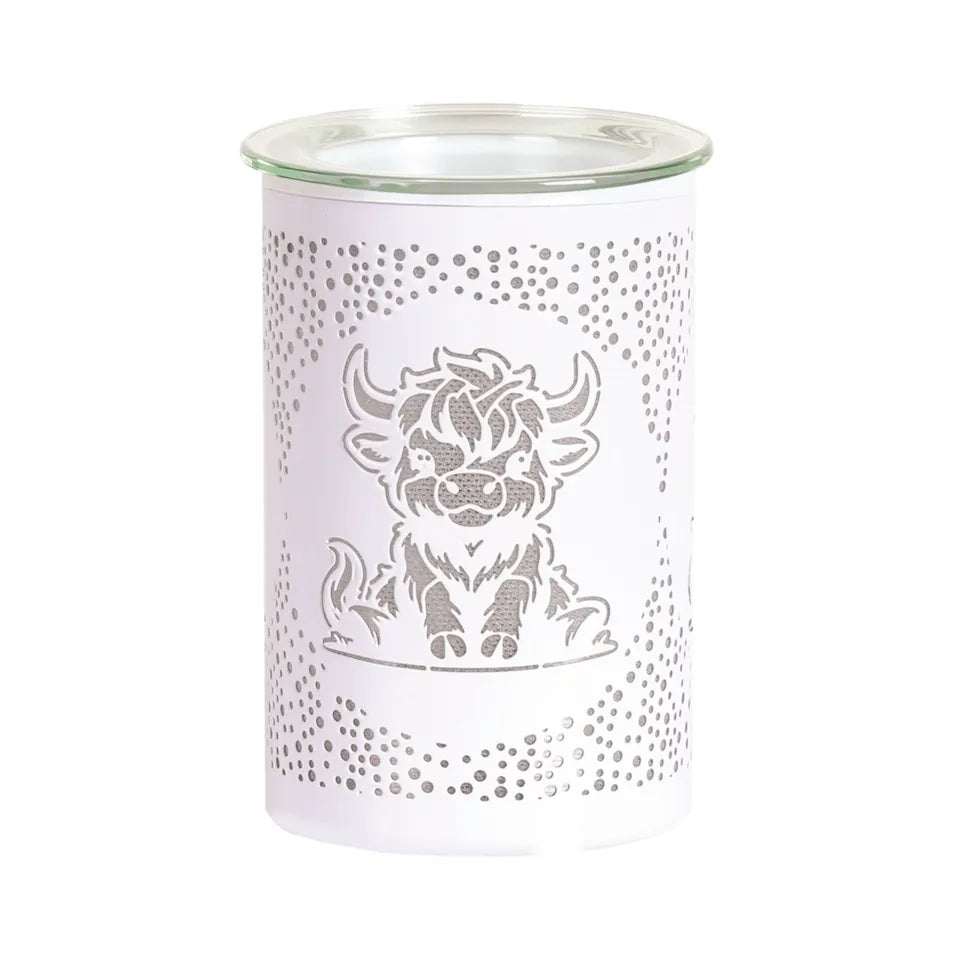 LED Melter Highland Cow White 12cm