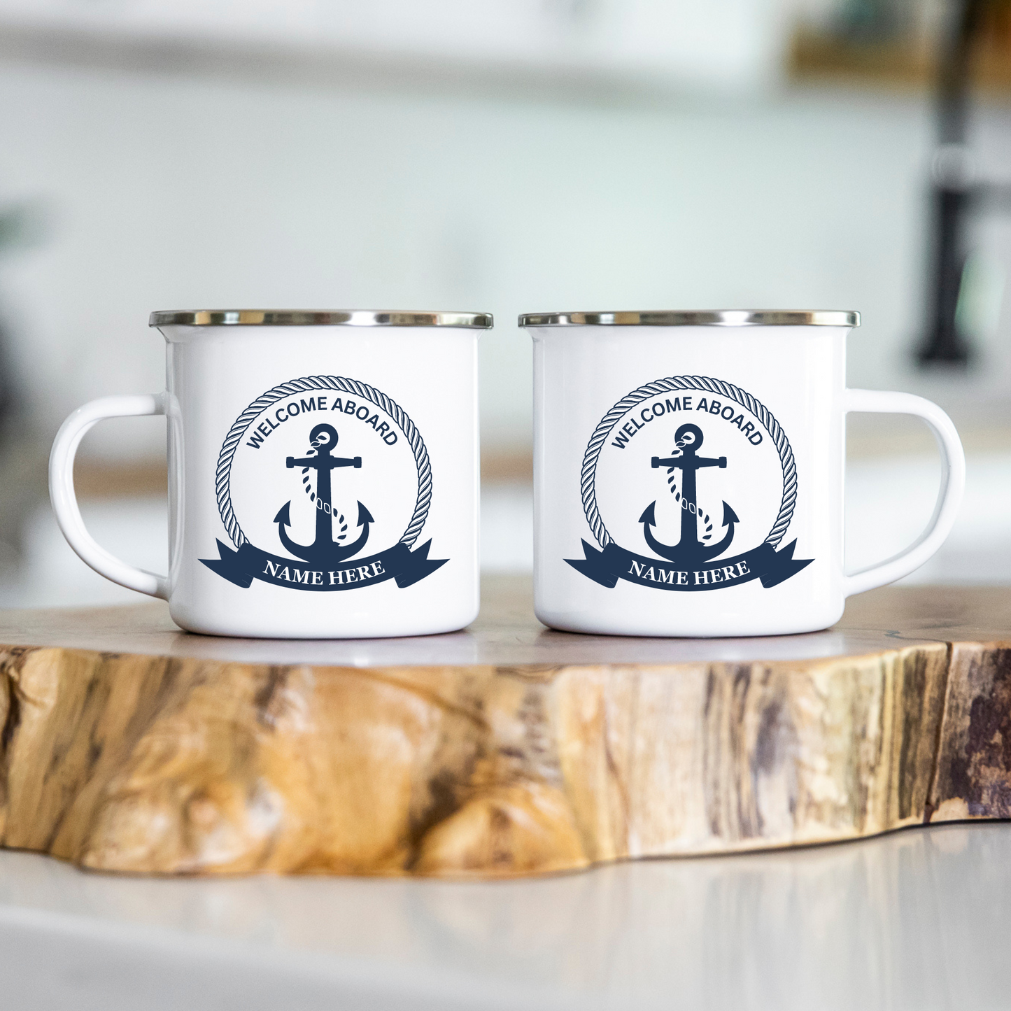 Welcome Aboard Personalised Enamel Boating Mug- 12oz