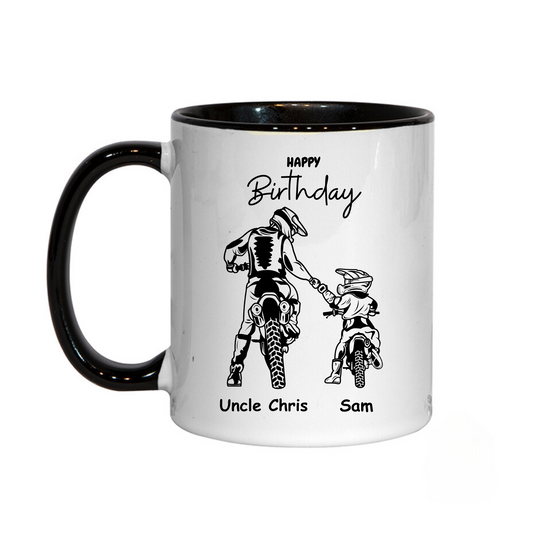 Personalised Happy Birthday Adult Child Motocross Themed Mug 11oz