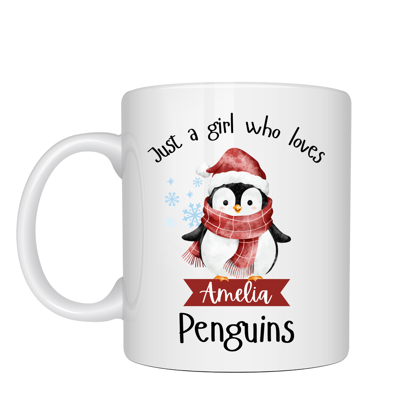 Personalised Just a Girl Who Loves Penguins Mug 11oz