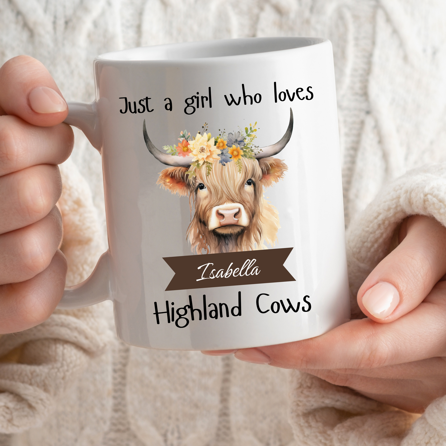Personalised Just a Girl Who Loves Highland Cows Mug 11oz