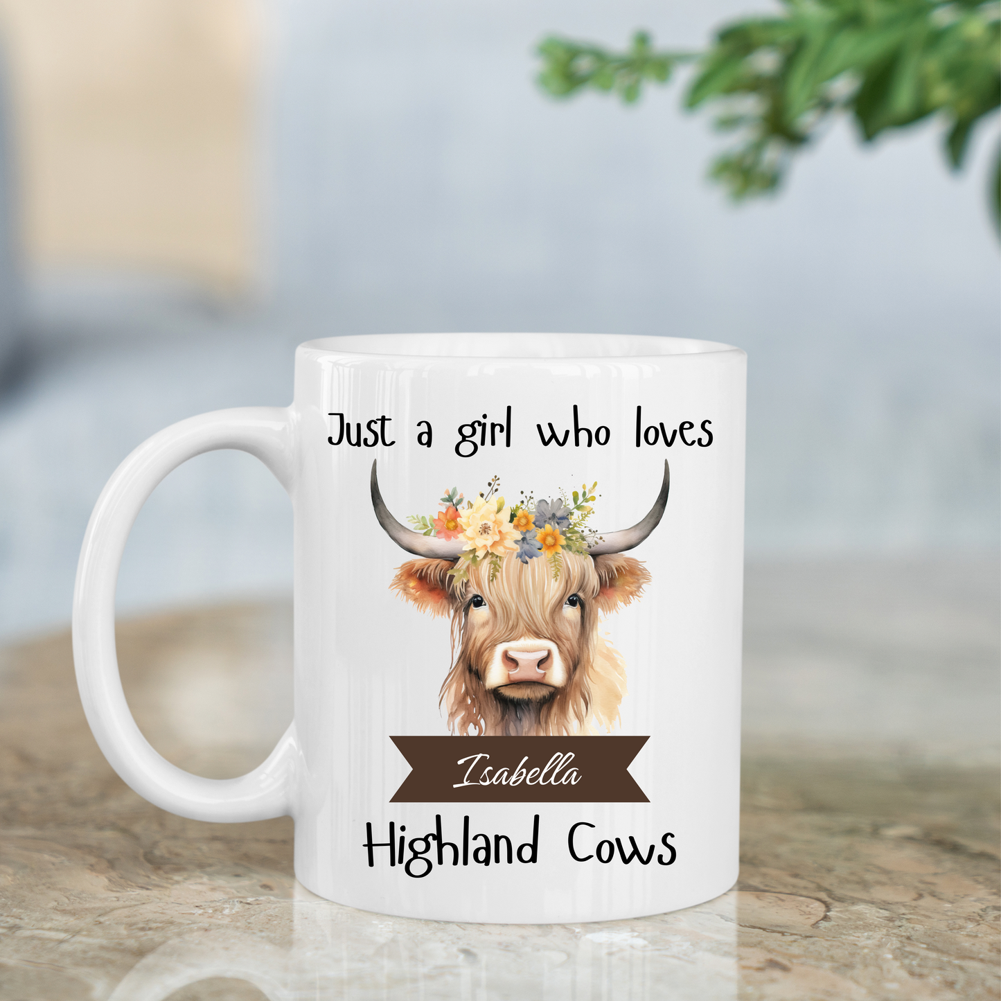 Personalised Just a Girl Who Loves Highland Cows Mug 11oz