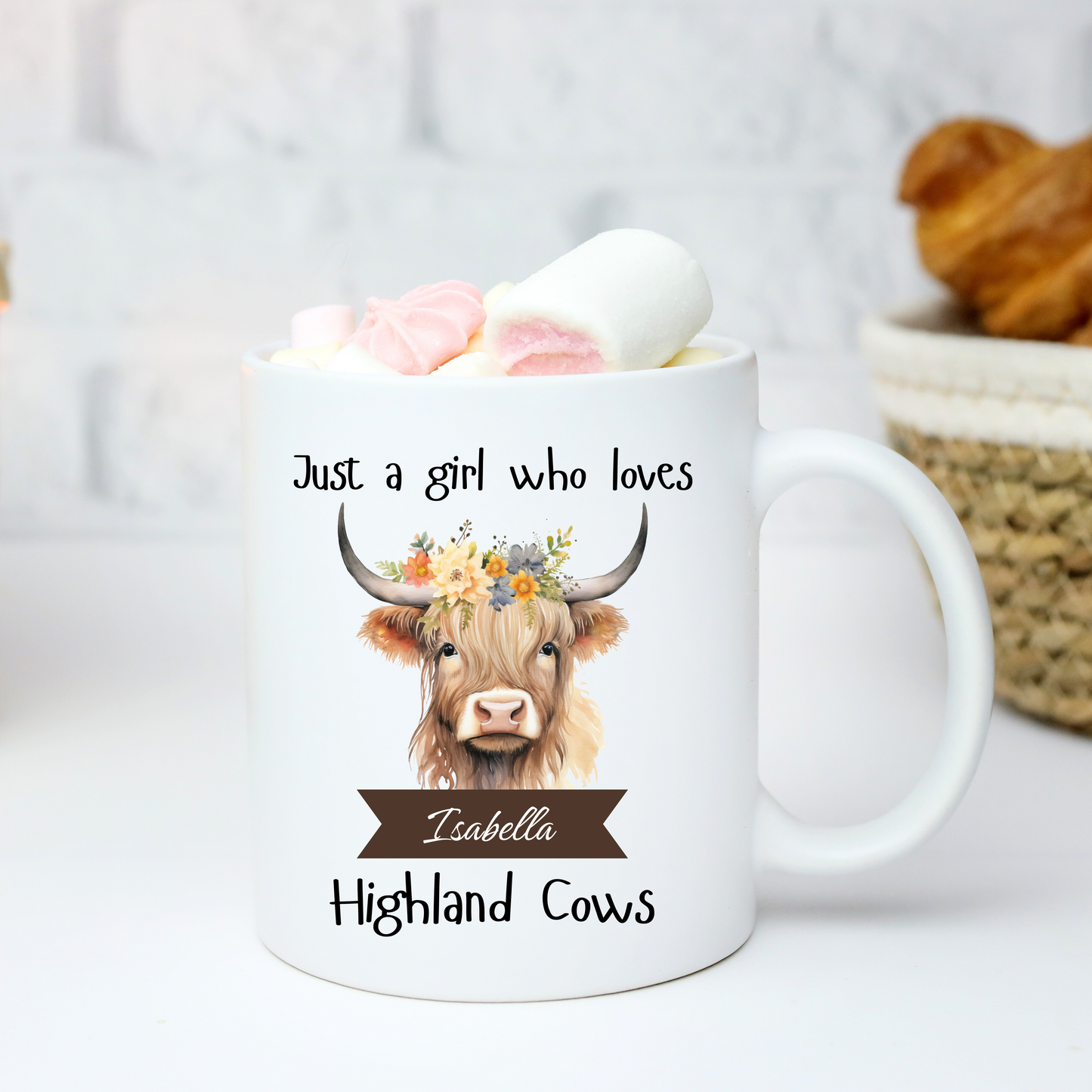 Personalised Just a Girl Who Loves Highland Cows Mug 11oz