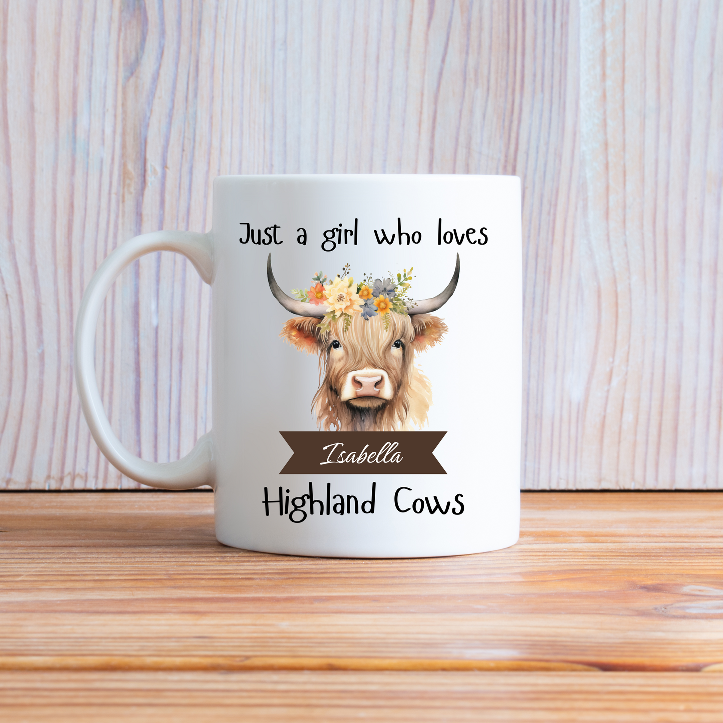 Personalised Just a Girl Who Loves Highland Cows Mug 11oz