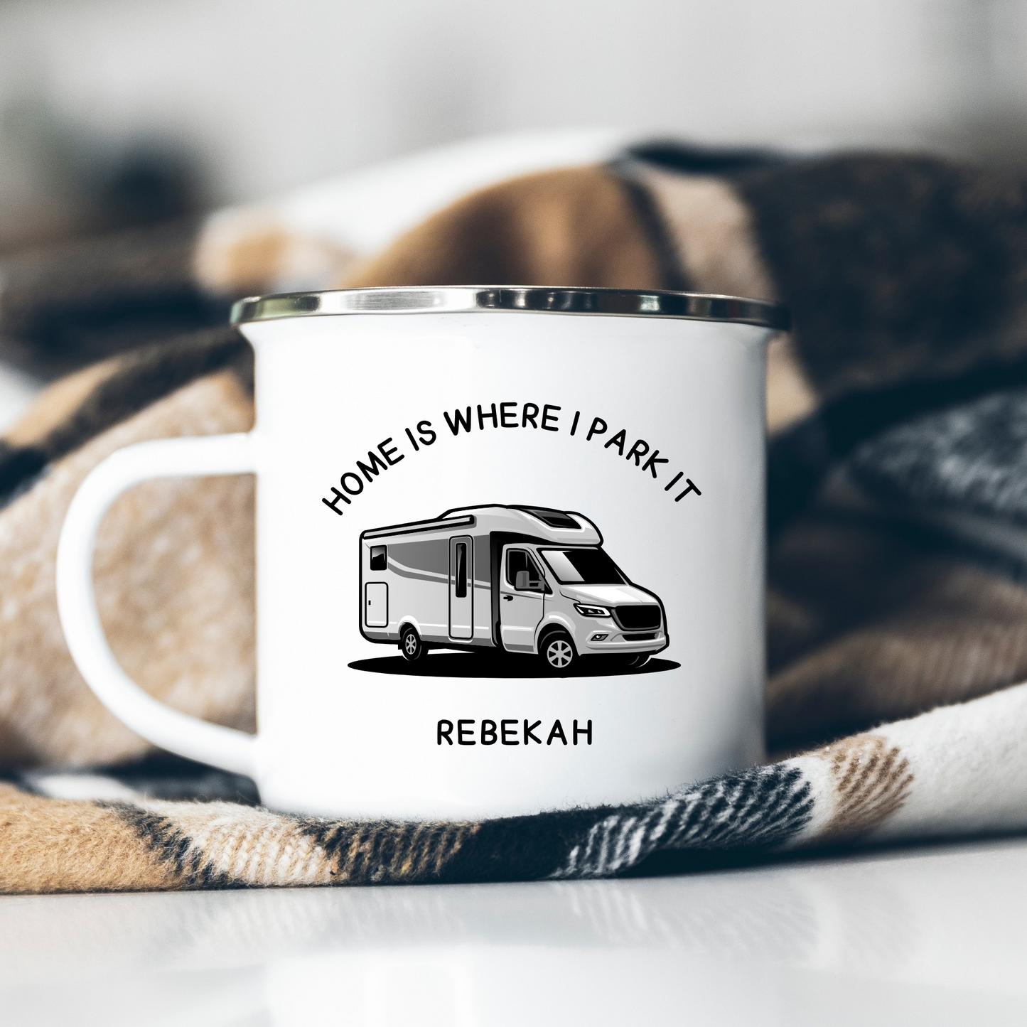 Home is Where I Park It 12oz Enamel RV Campervan Mug