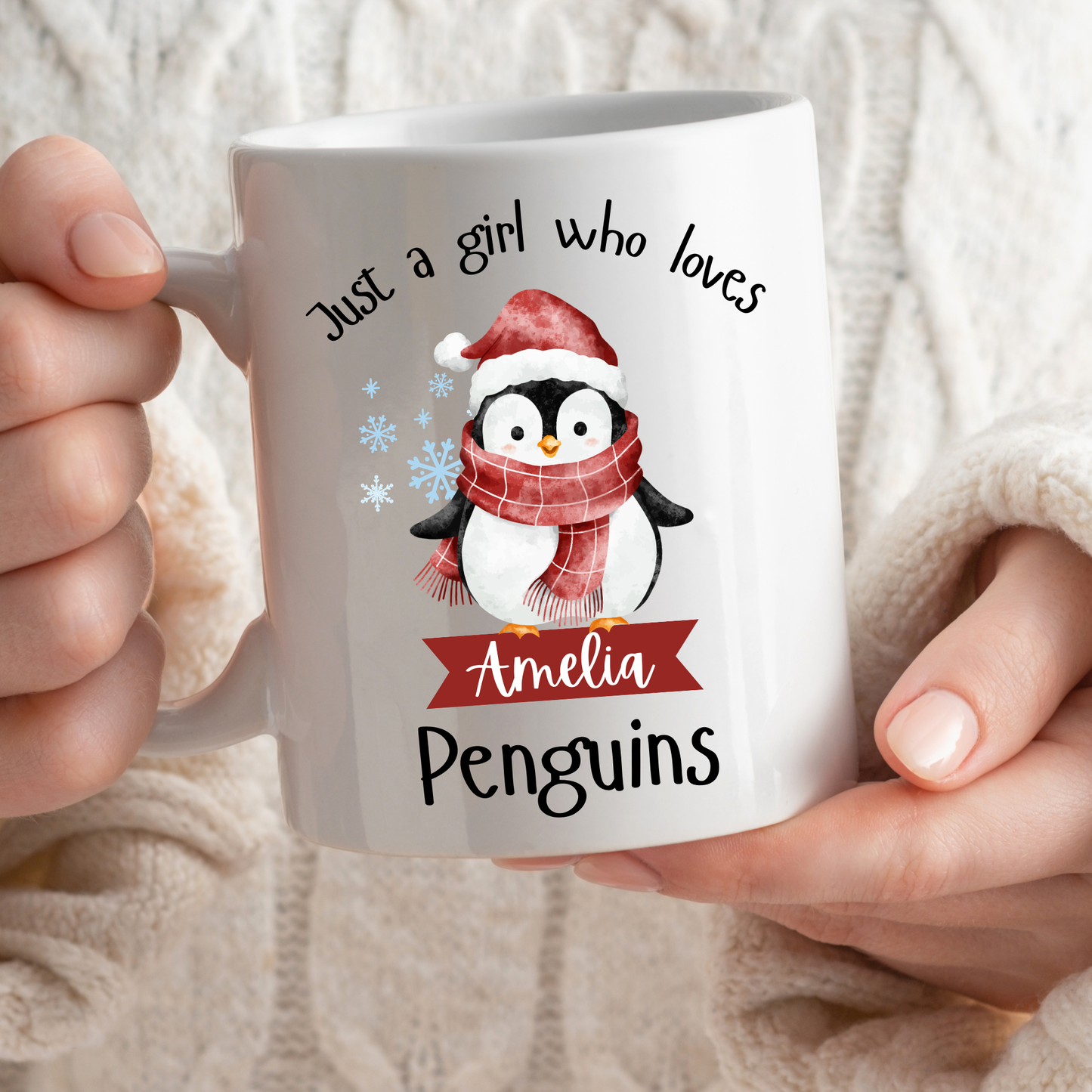 Personalised Just a Girl Who Loves Penguins Mug 11oz