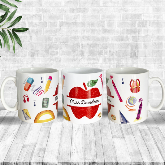 Personalised Teacher Mugs - Apple Design