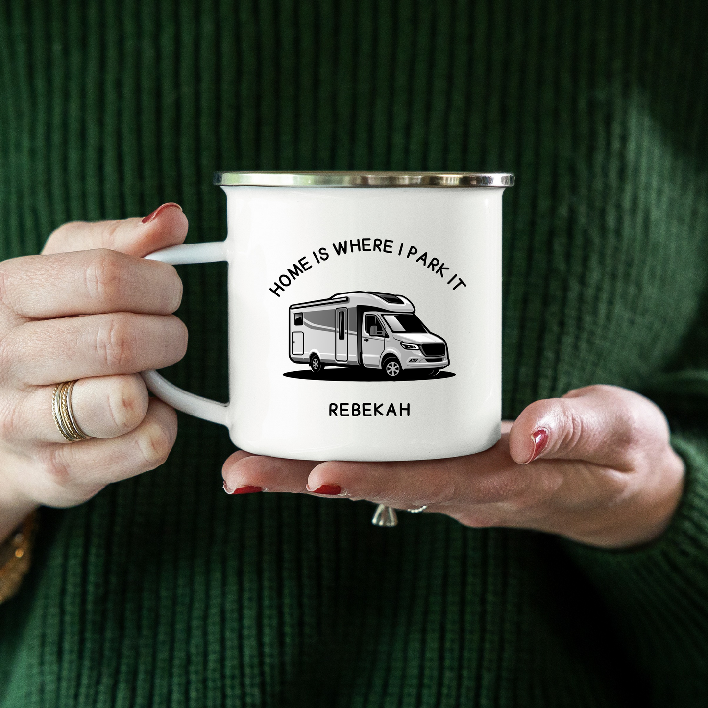 Home is Where I Park It 12oz Enamel RV Campervan Mug
