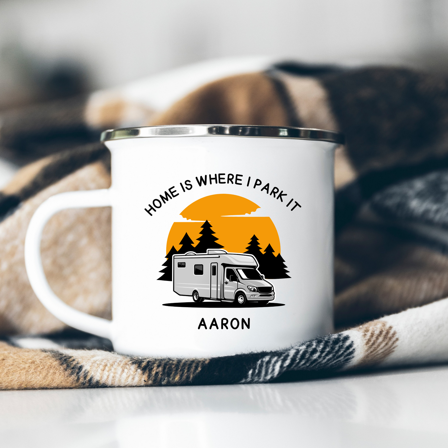 Home is Where I Park It 12oz Enamel RV Campervan Mug