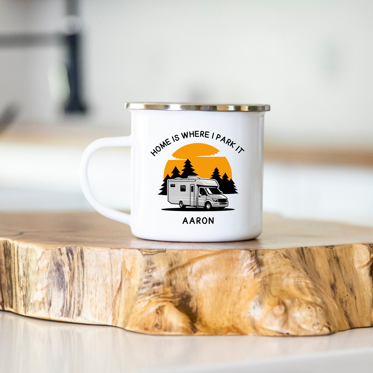 Home is Where I Park It 12oz Enamel RV Campervan Mug