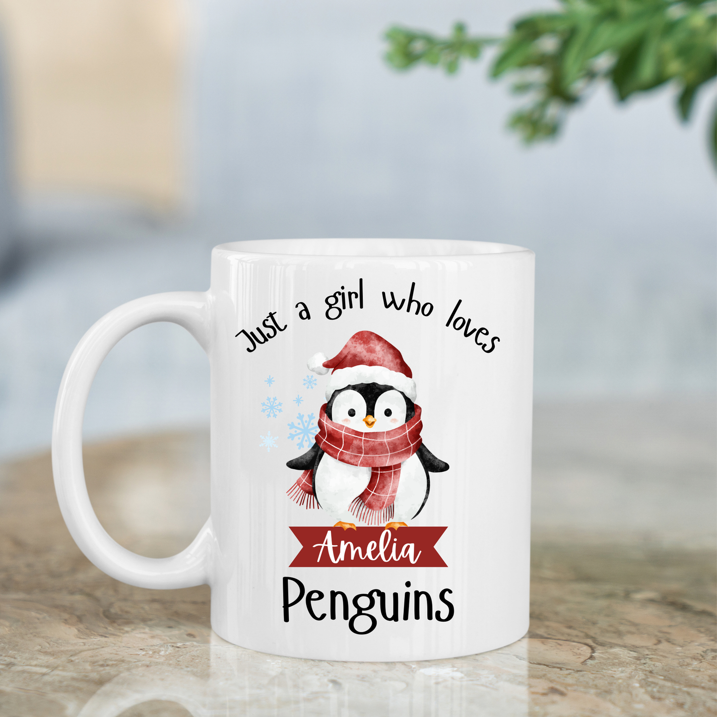 Personalised Just a Girl Who Loves Penguins Mug 11oz