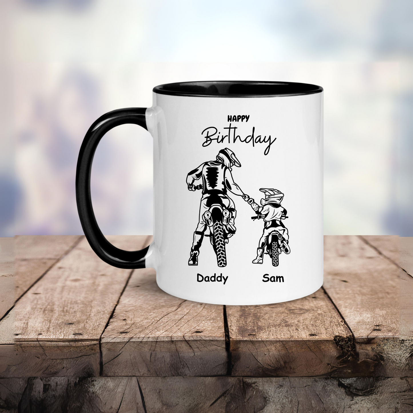 Personalised Happy Birthday Adult Child Motocross Themed Mug 11oz