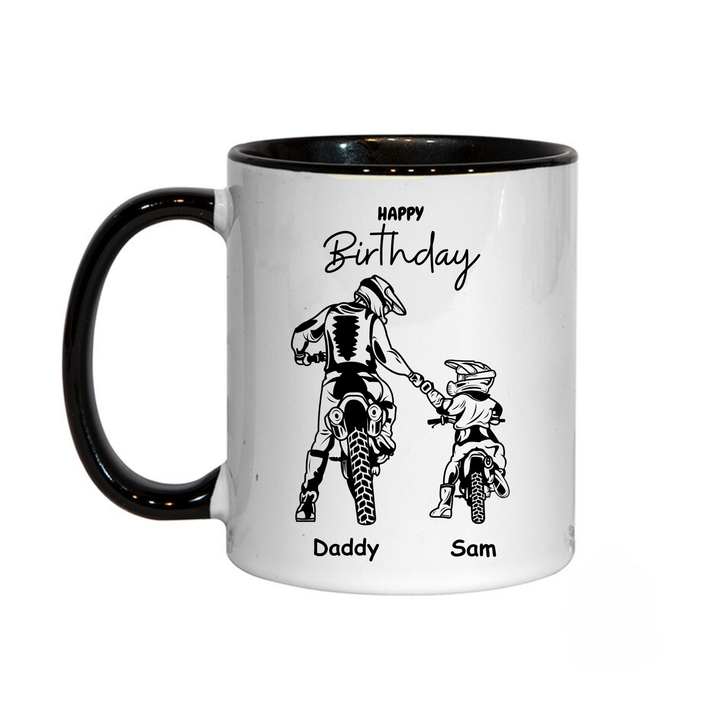 Personalised Happy Birthday Adult Child Motocross Themed Mug 11oz