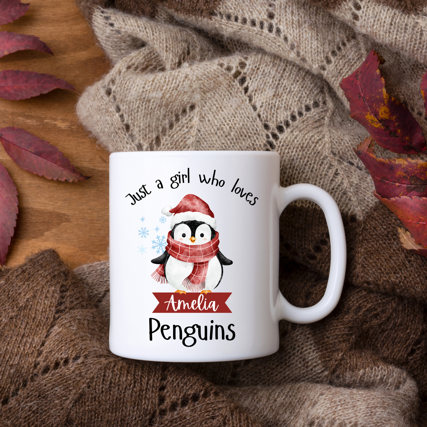 Personalised Just a Girl Who Loves Penguins Mug 11oz