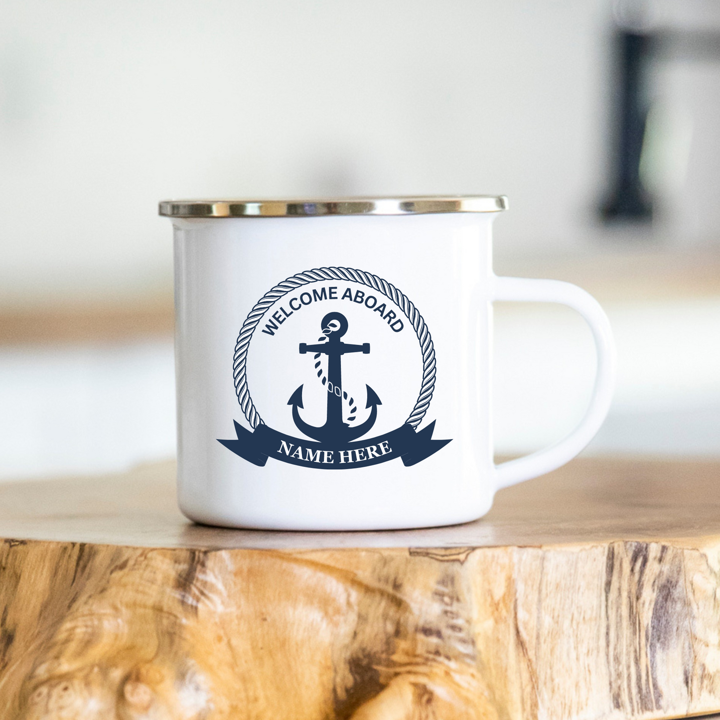 Welcome Aboard Personalised Enamel Boating Mug- 12oz
