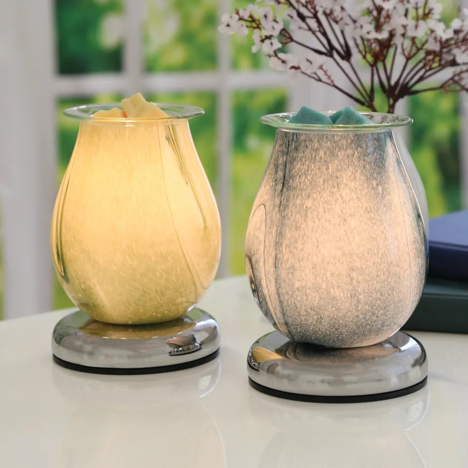 Electric Wax Melter Touch - Green Swirl Oval 16cm