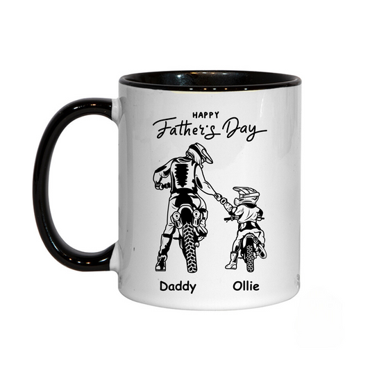 Personalised Father Son  Motocross Themed Fathers Day Mug 11oz