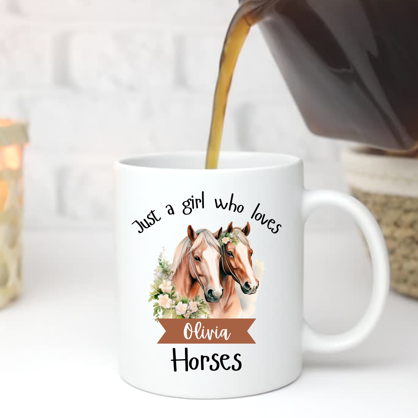 Personalised Just a Girl Who Loves Horses Mug 11oz