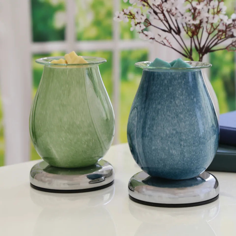 Electric Wax Melter Touch - Green Swirl Oval 16cm