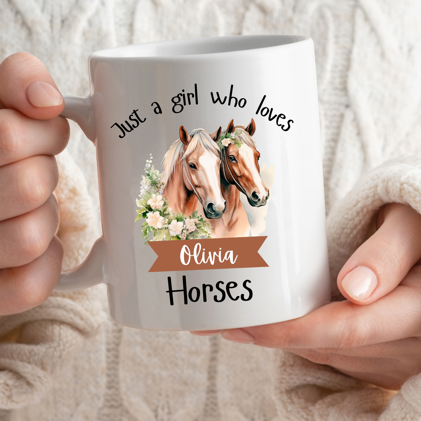 Personalised Just a Girl Who Loves Horses Mug 11oz