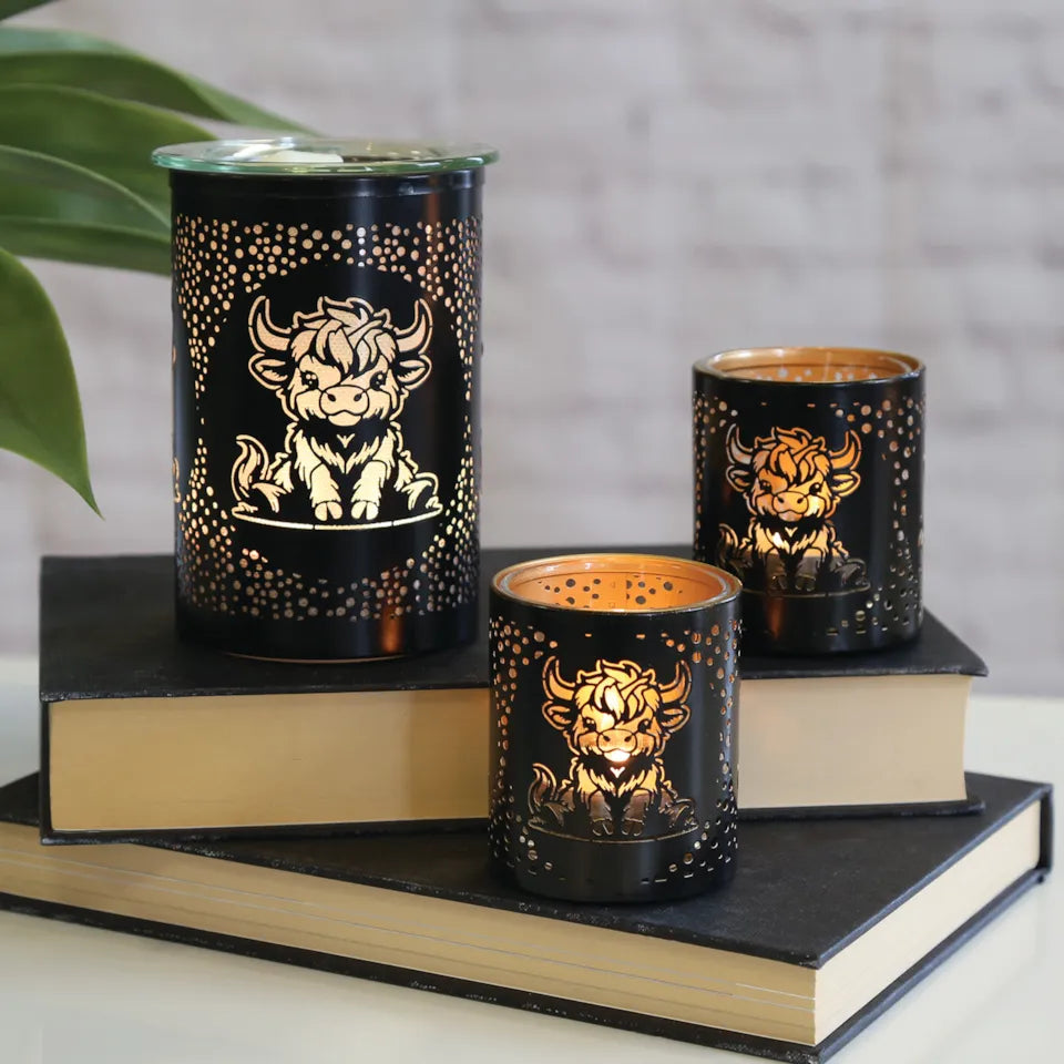 LED Melter Highland Cow Black 12cm
