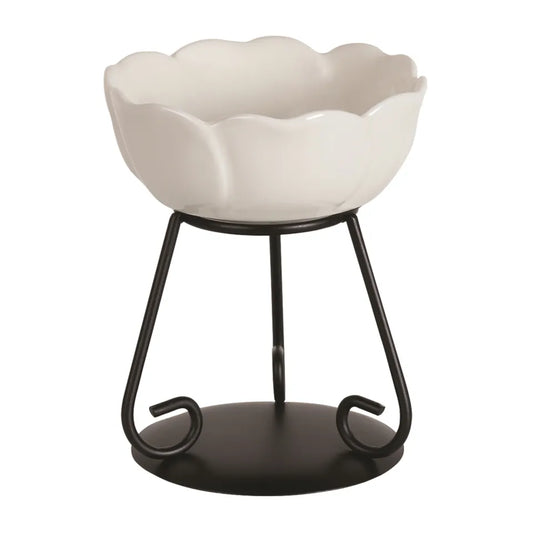 Flower Wax Melt Burner 11cm - Tea-Light - White