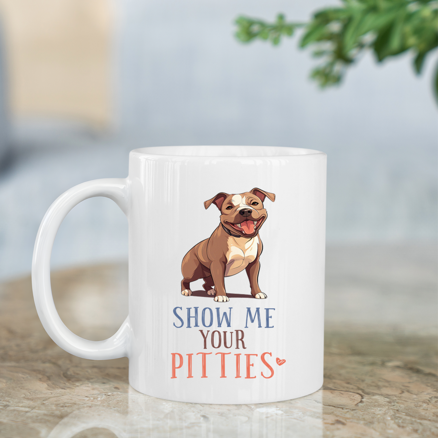 Show Me Your Pitties Mug | Funny Pitbull Coffee Mug | Dog Lover Gift for Him Her | Pit Bull Owner Present | 11oz Ceramic Mug Double Sided Print