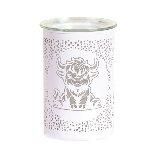 LED Melter Highland Cow White 12cm