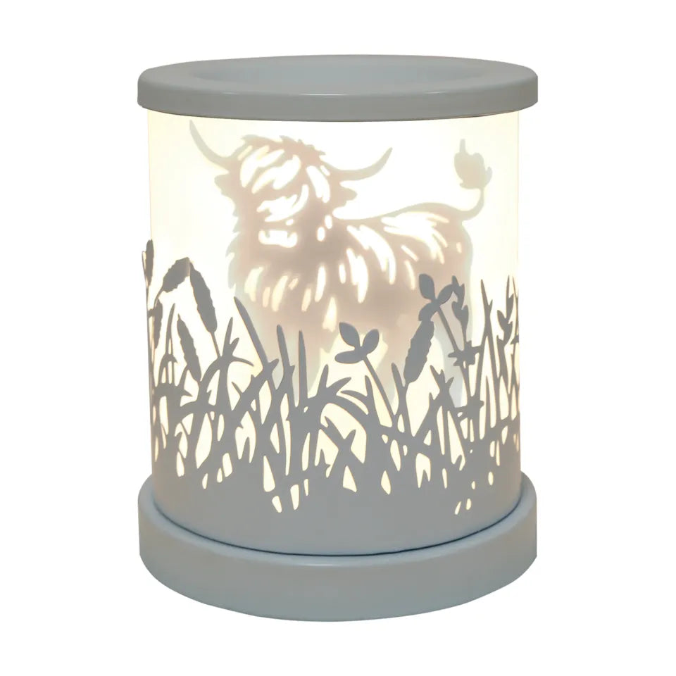 Electric Wax Melter Touch - Highland Cow White Silhouette 15cm
