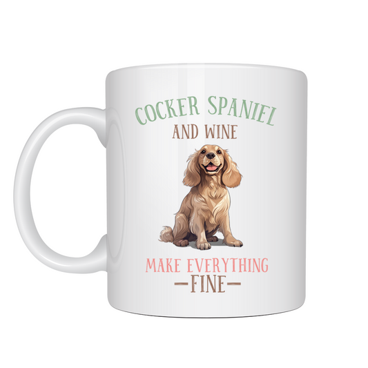 Cocker Spaniel and Wine Novelty Dog Mug 10oz