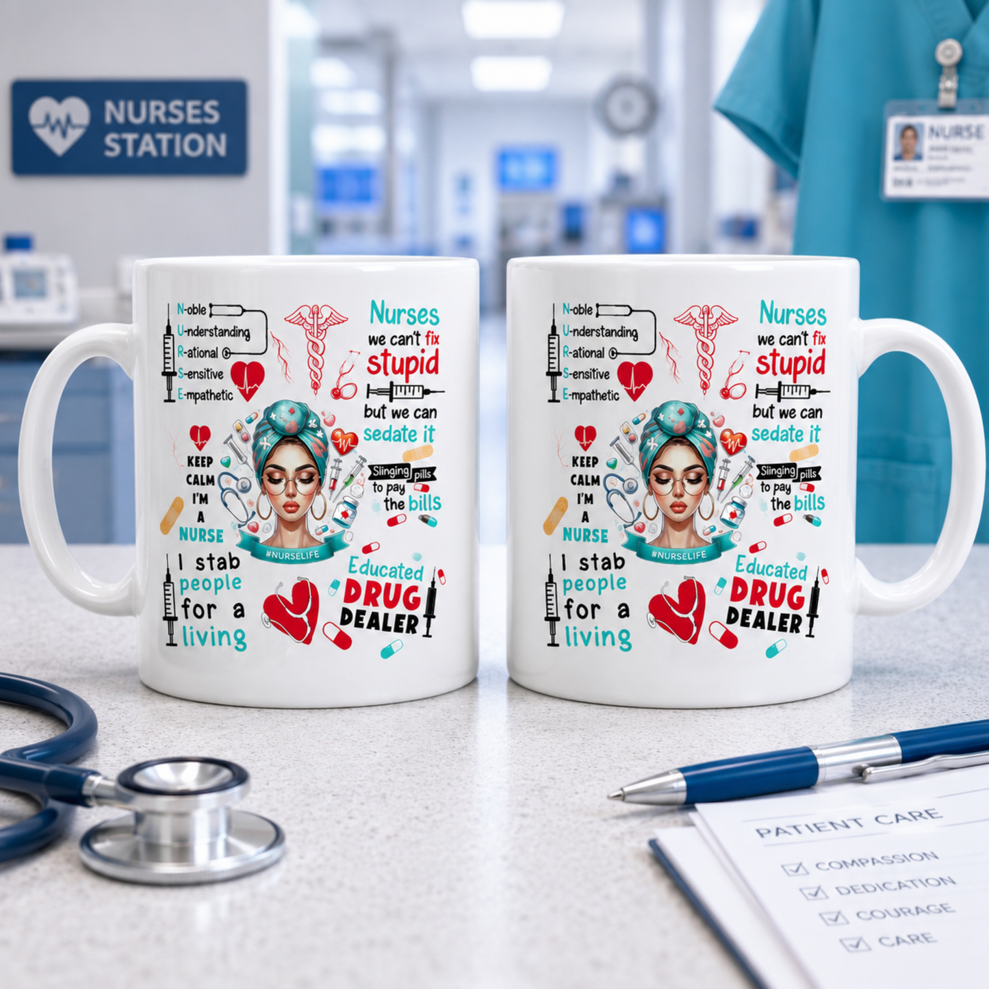 Funny Nurse Mug – Nurses We Can’t Fix Stupid Coffee Mug | Gift for Nurse, RN, Nursing Student
