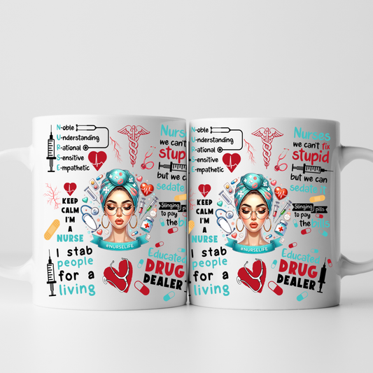Funny Nurse Mug – Nurses We Can’t Fix Stupid Coffee Mug | Gift for Nurse, RN, Nursing Student