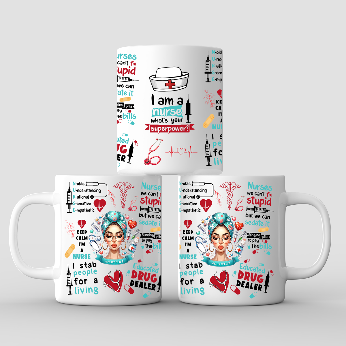 Funny Nurse Mug – Nurses We Can’t Fix Stupid Coffee Mug | Gift for Nurse, RN, Nursing Student