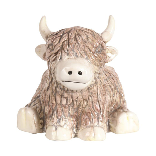 Seated Highland Cow Wax Melt Burner 16cm - Tea-Light