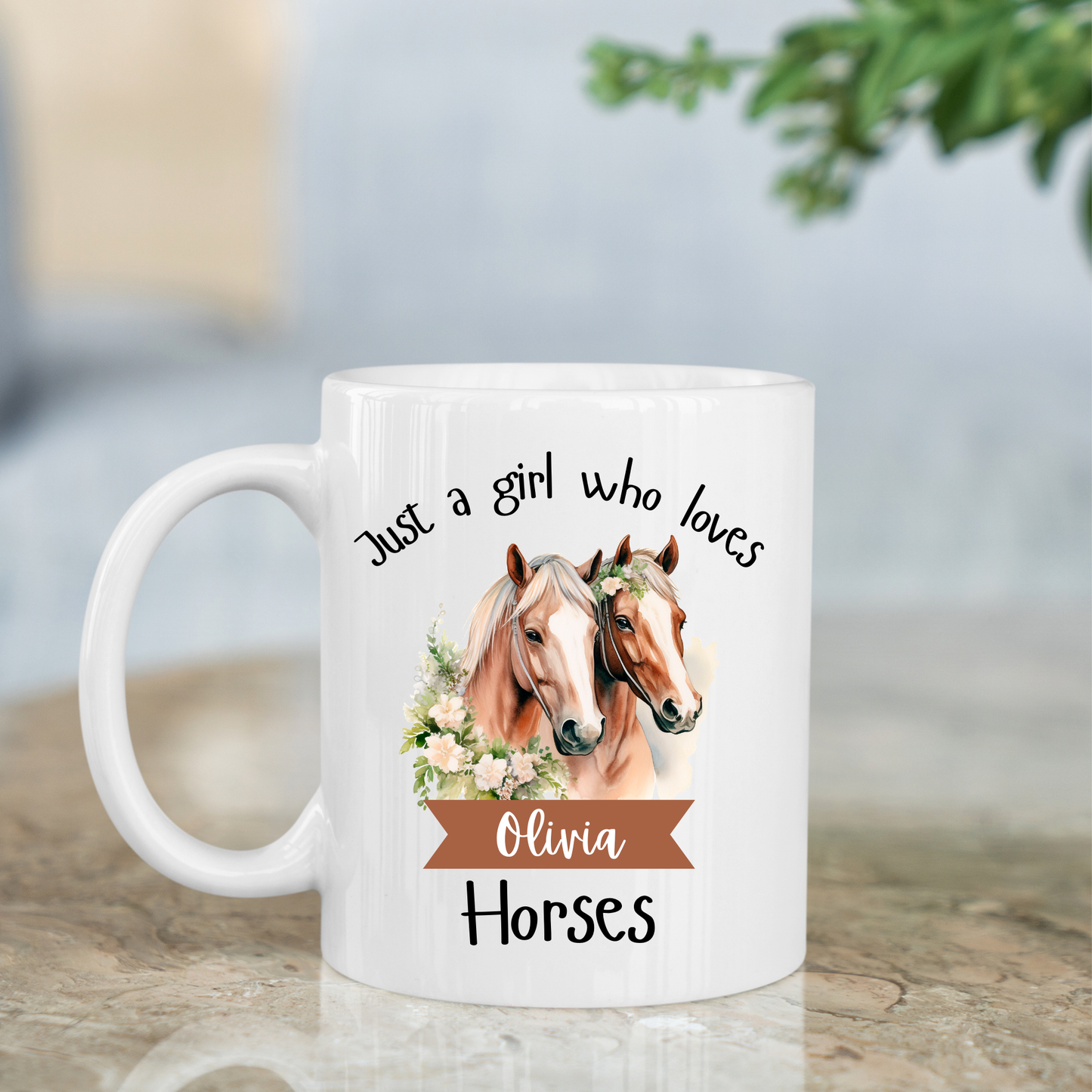 Personalised Just a Girl Who Loves Horses Mug 11oz
