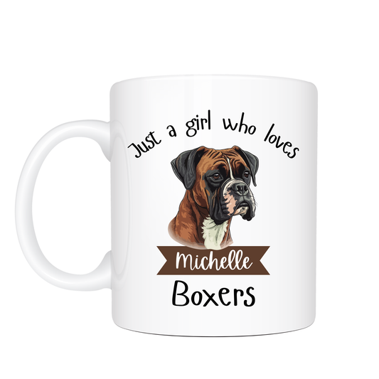 Personalised Boxer Mug - Just a Girl Who Loves Boxers Custom Gift 11oz