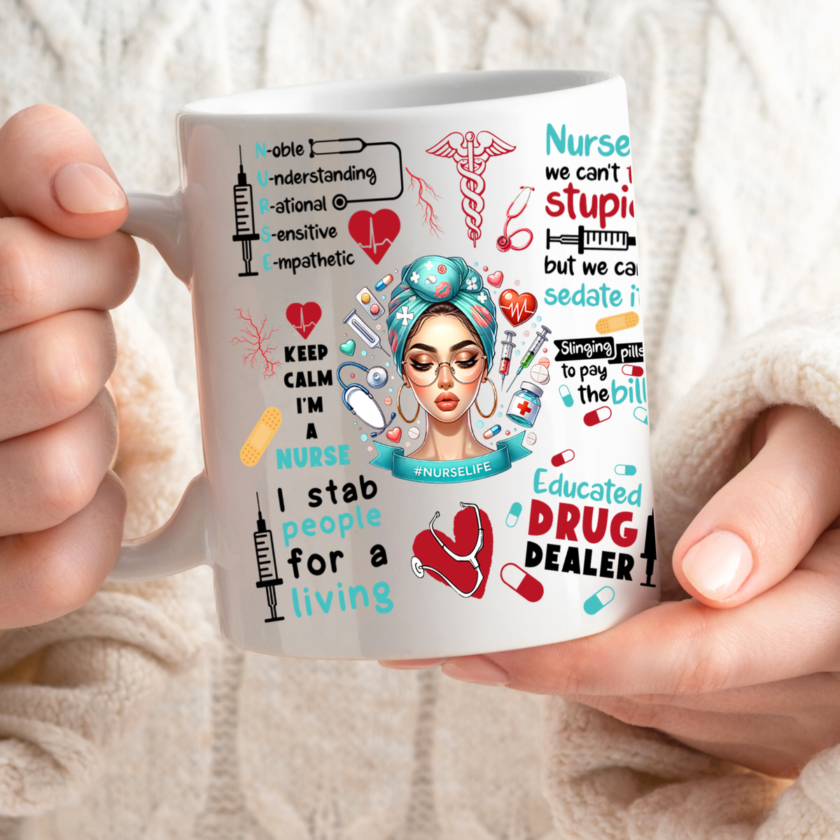Funny Nurse Mug – Nurses We Can’t Fix Stupid Coffee Mug | Gift for Nurse, RN, Nursing Student