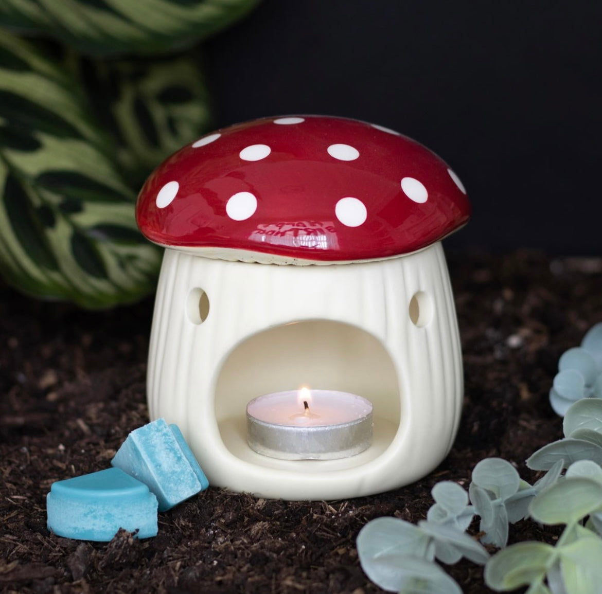 Red Mushroom Ceramic Wax/Oil Burner- Tea-Light